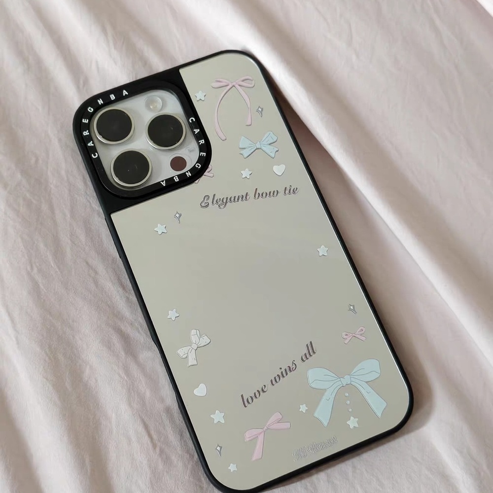 Elegant Bow Tie Phone Case for iPhone - Pink & Light Blue